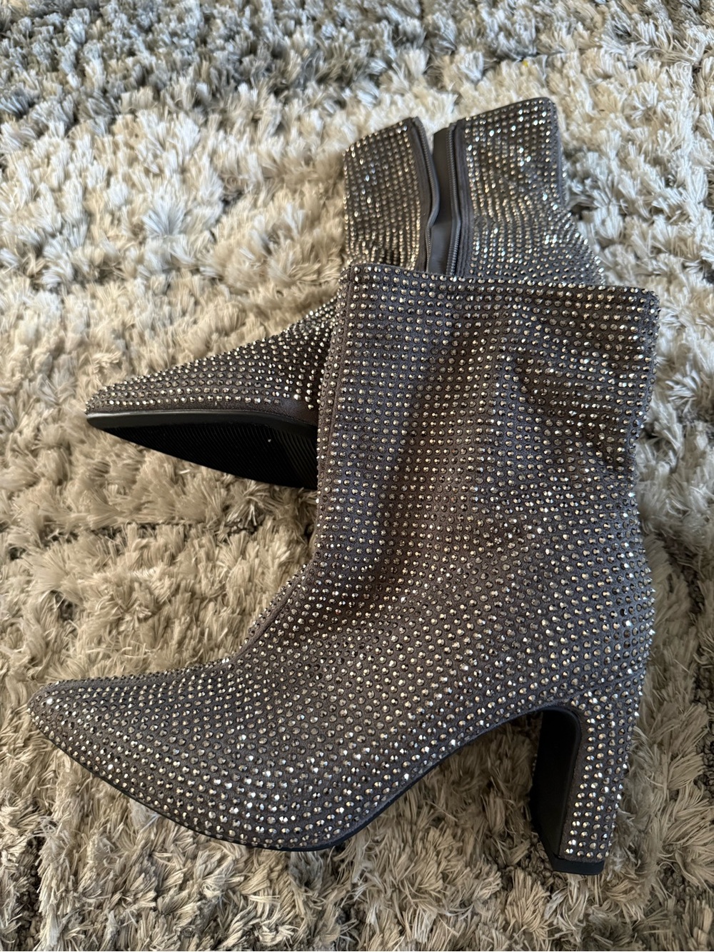 a new day Gray Rhinestone Ankle Boots